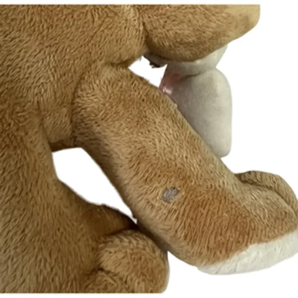 Brown Perked Eared Puppy Plush with Bone Small Medium